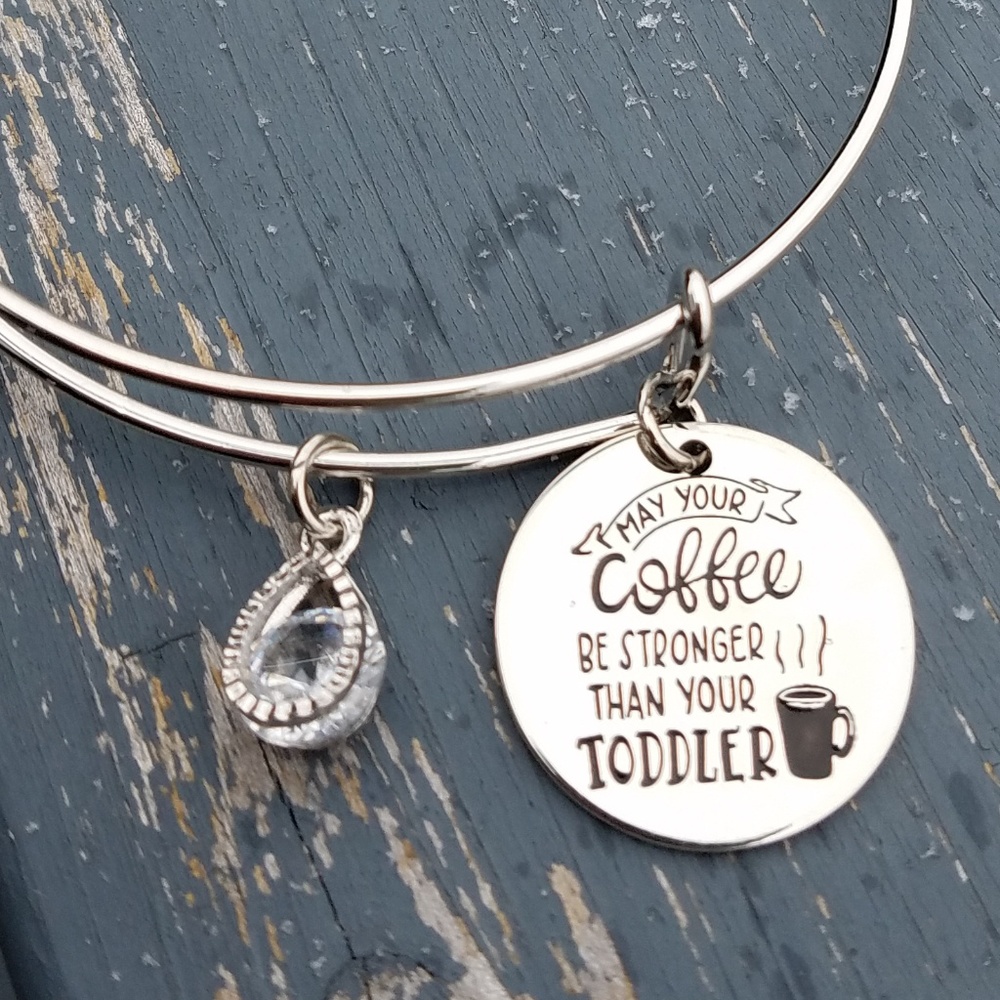 Coffee bracelet, Mom bracelet, bangle, charm